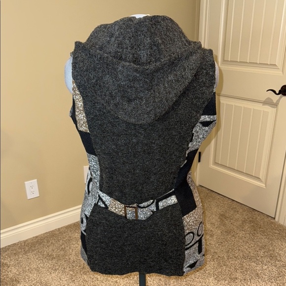 Cativa Vest Double Breasted Double Zipper Hooded Black Gray Brown Women's Sz L - Picture 7 of 16